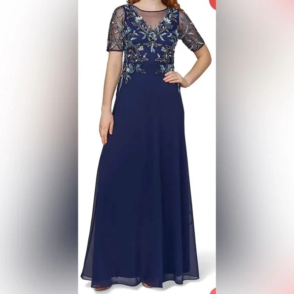 Formal Party Macys Dresses Adrianna Papell Womens Chiffon Embellished Evening Dress Navy Formal Party Macys Dresses Adrianna Papell Womens Chiffon Embellished Evening Dress Navy